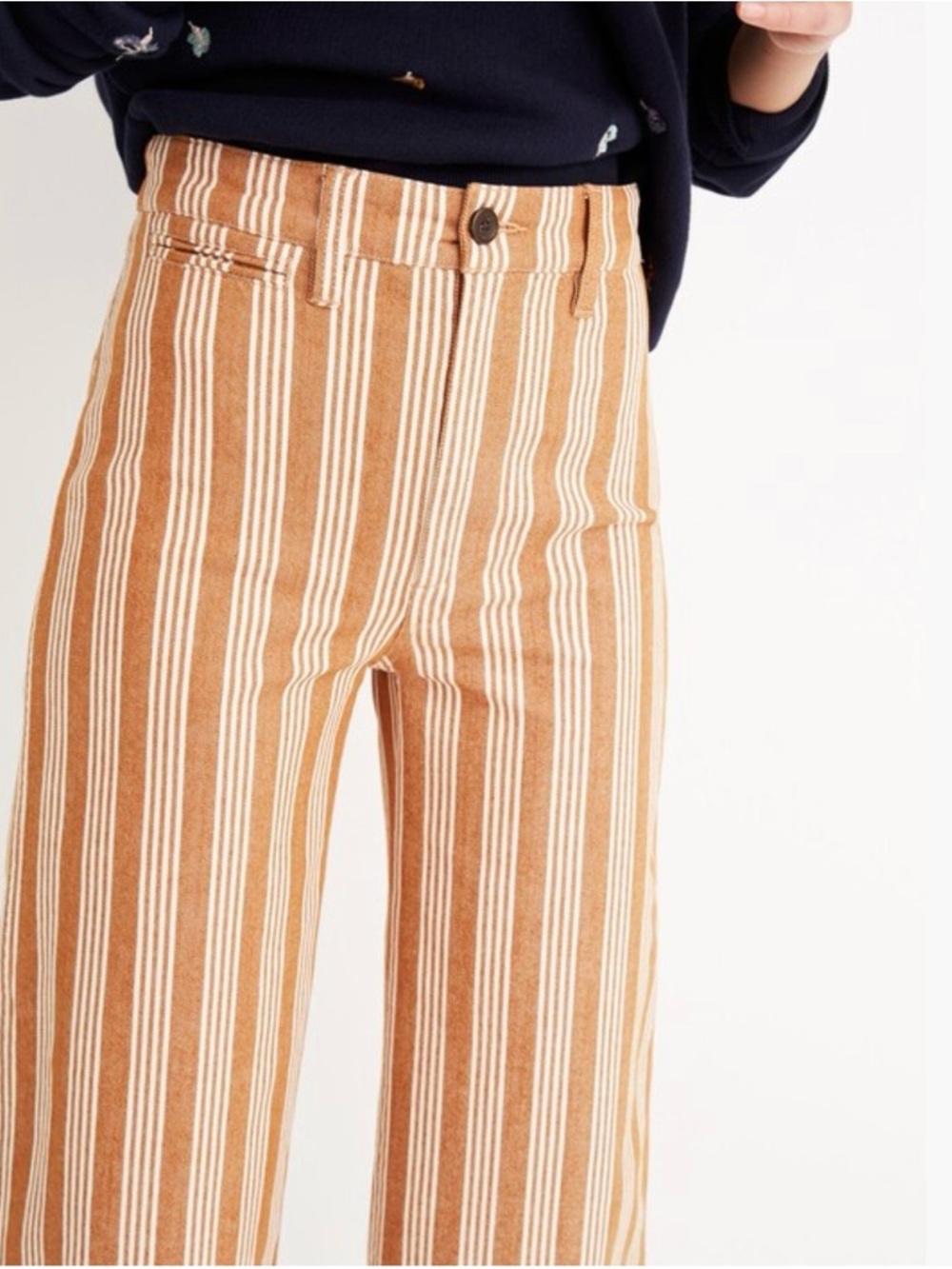 Madewell Emmett Wide Leg Crop Pants in Stripe, size 26